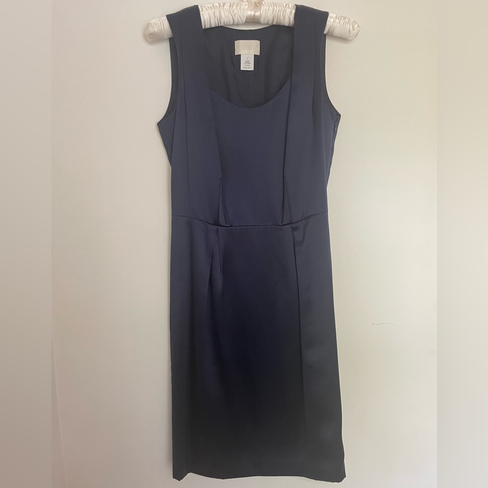 Navy silk sleeveless dress